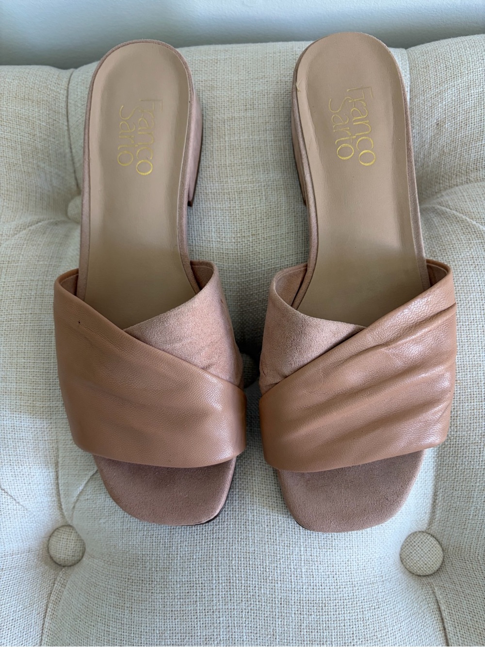 Franco Sarto Blush Pink/Tan Braided Slide Mules